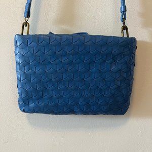 Madewell Blue Crossbody Woven Leather Bag